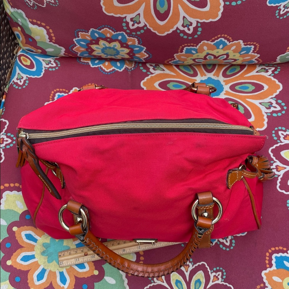 πππDooney & Bourke Coated Canvas Satchel with Tan Leather Accents - Picture 3 of 15